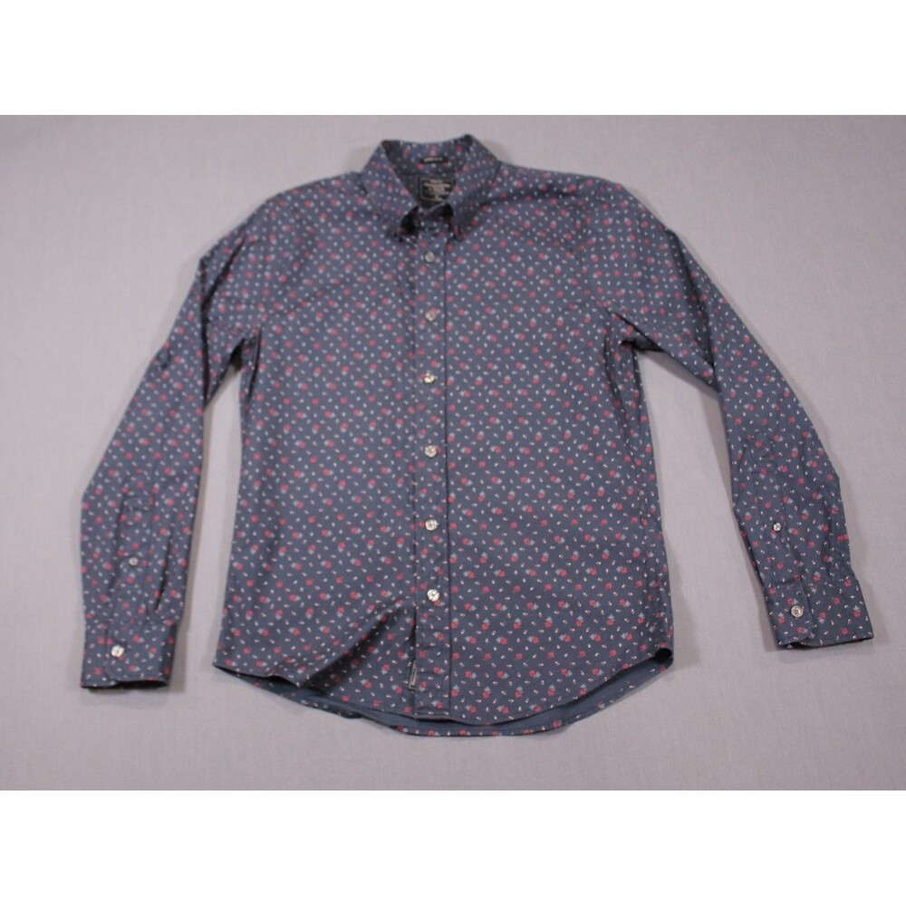 Abercrombie & Fitch Shirt Mens Gray Floral Button Down Super Slim Stretch AOP M
